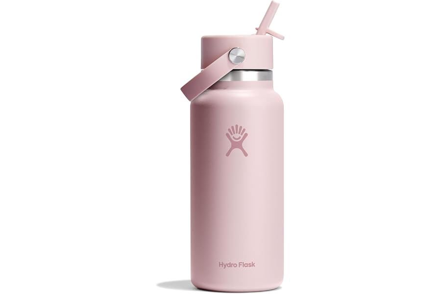 Hydro Flask Water Bottle - Insulated Stainless Steel - Wide Straw Lid, Non Spill, Leakproof in 32 Oz Trillium Pink