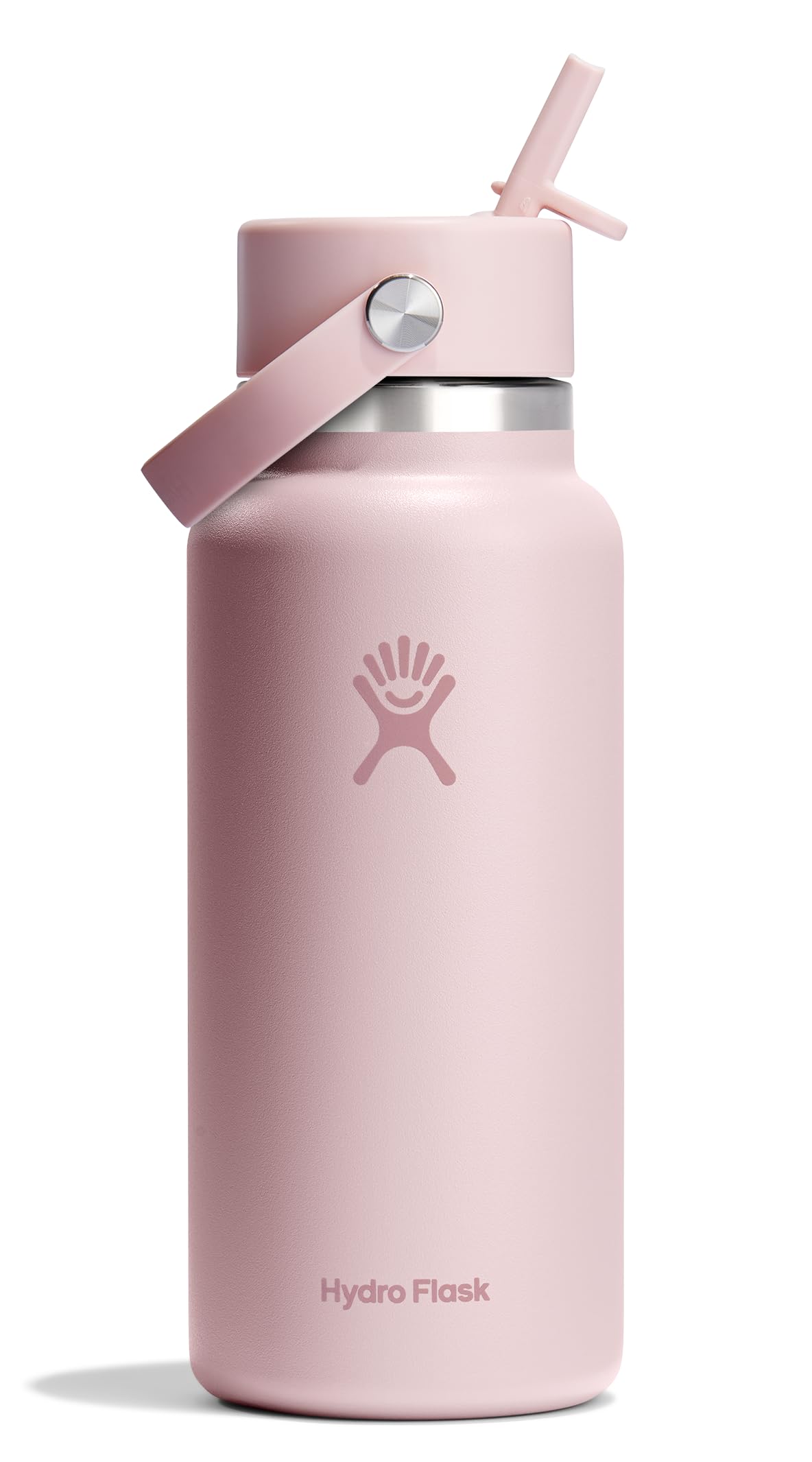 Photo 1 of Hydro Flask Water Bottle - Insulated Stainless Steel - Wide Straw Lid, Non Spill, Leakproof in 32 Oz Trillium Pink