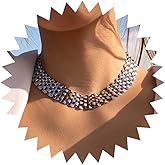 Zeshimb Silver Chunky Chain Necklace Simple Bib Collar Necklace Thick Geometric Chain Collarbone Necklace Table Chain Statement Necklace Hip Hop Jewelry for Women