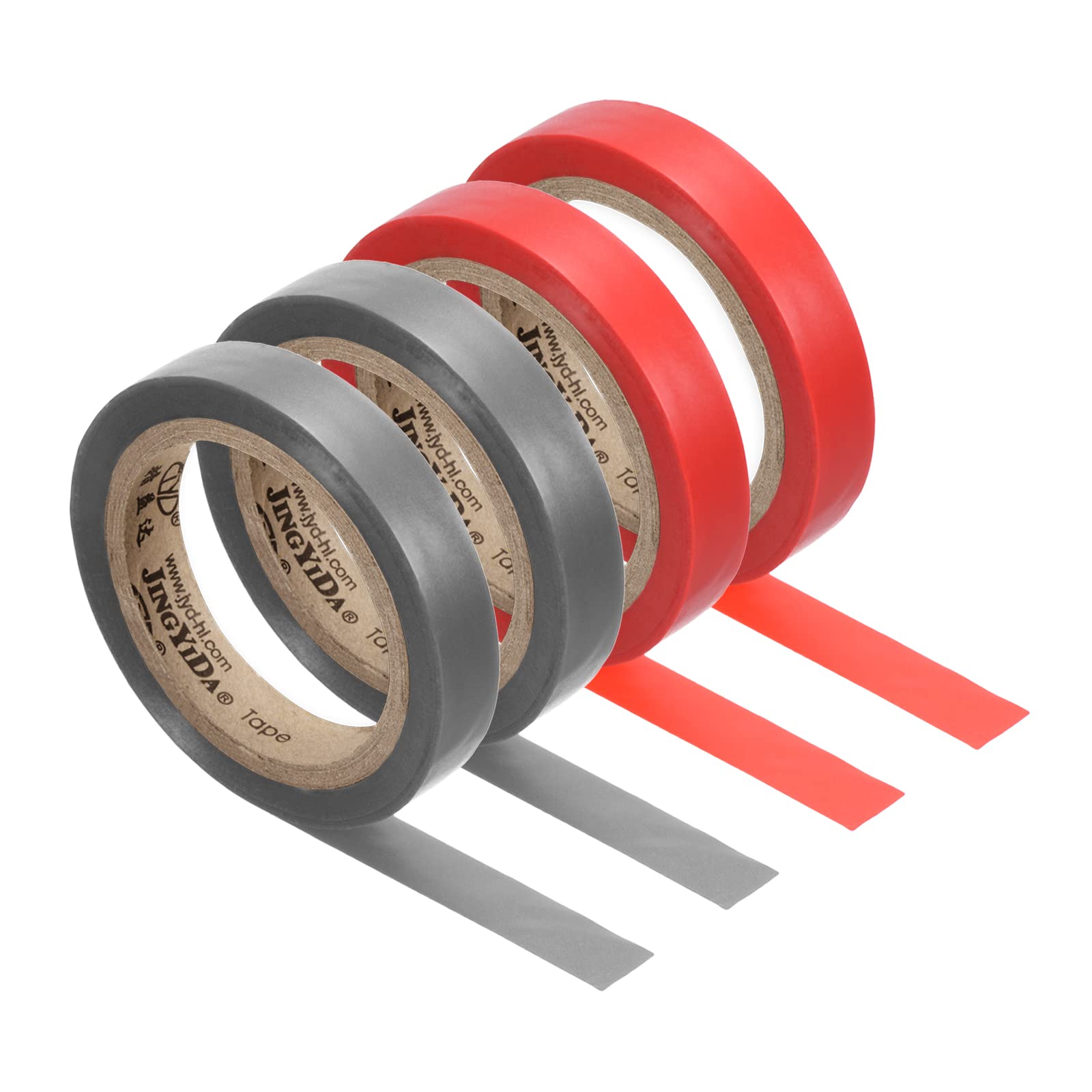 PATIKIL 26Ft Grip Finishing Tape, 4 Pack PVC Racquet Finishing Tapes Racket Accessories Sticky Seal for Tennis Badminton, Red/Grey