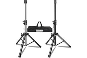 GZGDLJQ Small Speaker Stand, Height Adjustable 35-47 Inch Mini Speaker Tripod Stand, Short Speaker Stands Pair 35mm Compatible Insert Support 33 LB with Storage Bag