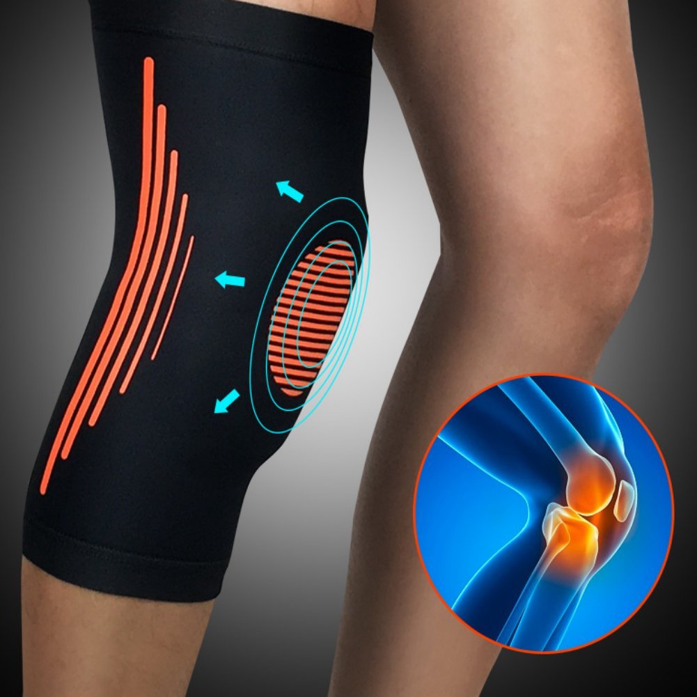 Knee Pads-Knee Support Brace Super Elastic Breathable Knee Compression Sleeve Anti Slip Knee Pads Joint Pain Relief Single Wrap (XL(Black&Orange)