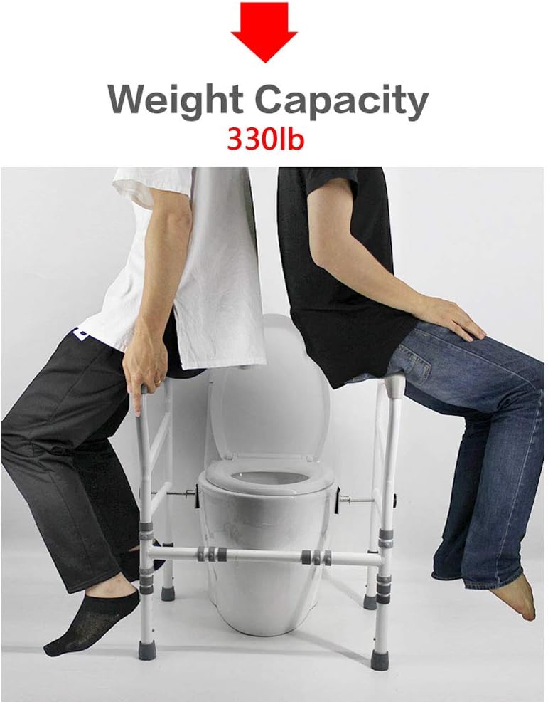 JeKaVis Upgrade Anti-Slip Toilet Safety Rails 330lbs Adjustable Handrail Grab Bar Support Assist for Seniors, Handicap & Disabled, Free-Assembly, Fit Most of Toilets: Health & Personal Care