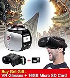 Campark Sports Camera 360 Panoramic VR Action Camera 3D Waterproof WIFI 16GB Micro SD Card and VR Glasses Included