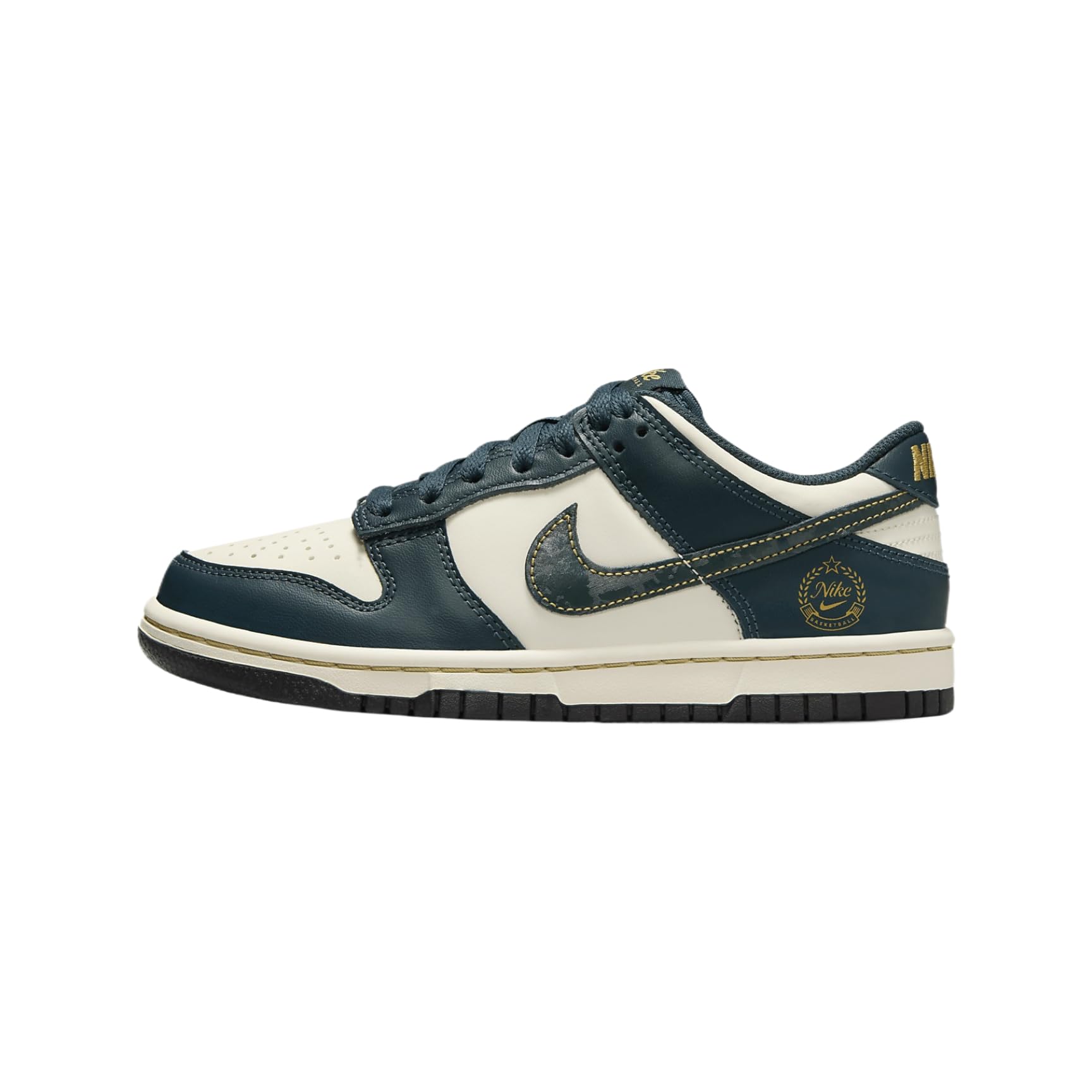 Nike Dunk Low Big Kids' Shoes (FB9109-301, Deep Jungle/Pale Ivory/Vintage Green) Size 5.5 Image