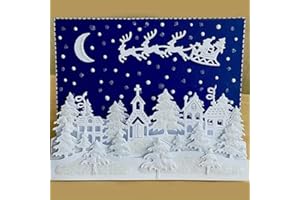 Lapoo Metal Cutting Die for Scrapbooking, 3D Backgrounds Frame New Cutting Dies DIY Album Card Making Decor Paper Metal Die Cuts Party Wedding Decorations (Santa Claus and The Reindeer 5.5 x 4.3 in)
