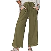 Ainangua Women's Casual Wide Leg Pants High Waist Acid Wash Baggy Palazzo Pants Athletic Lounge Trousers with Pockets