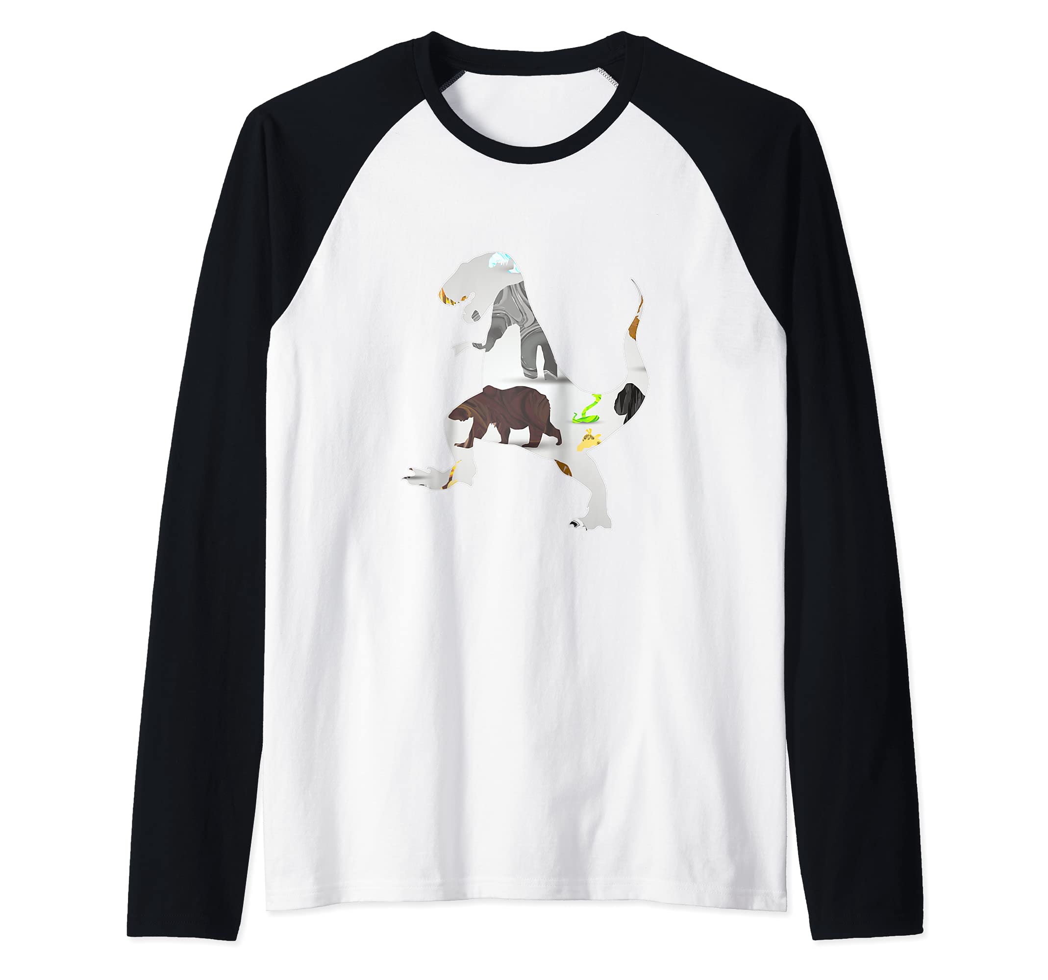 Tyrannosaurus Rex Animal T-Rex Creepy Dinosaur Raglan Baseball Tee