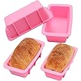BAKER DEPOT Silicone Mini Bread Loaf Pans for Baking Nonstick Small Toast Cake Bakeware 6.5 inch Rectangle Mould DIY Handmade Soap Set of 4