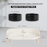 AHX Elevated Dog Food Water Bowl Set with Stand Ceramic 11.3 oz Black view 2