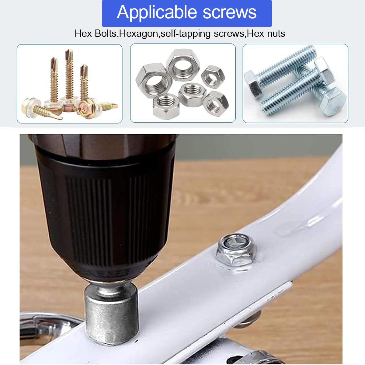 14er Set Magnete Sechskant Stecknuss, 6-19mm Steckschlüssel Magnetisch Sechskant Stecknuss Adapter, Anschrauben Schraubenschlüssel für Bohrer 4