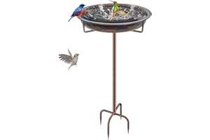 Metal Bird Bath for Outside Garden Birdbath Bowl, 36.2" Height Freestanding Bird Feeders for Outdoors with 4 Prongs Base Stak
