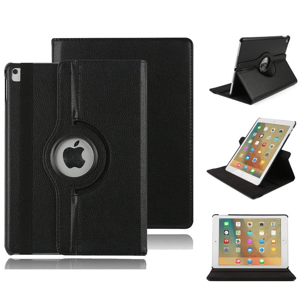 elecfan Stand Case iPad 7th Generation 10.2 360 Degrees Rotating PU Leather,Folio Book Cover Designed,Slim & Light, Protective Case for 2019 iPad 7 10.2 inch (Black)