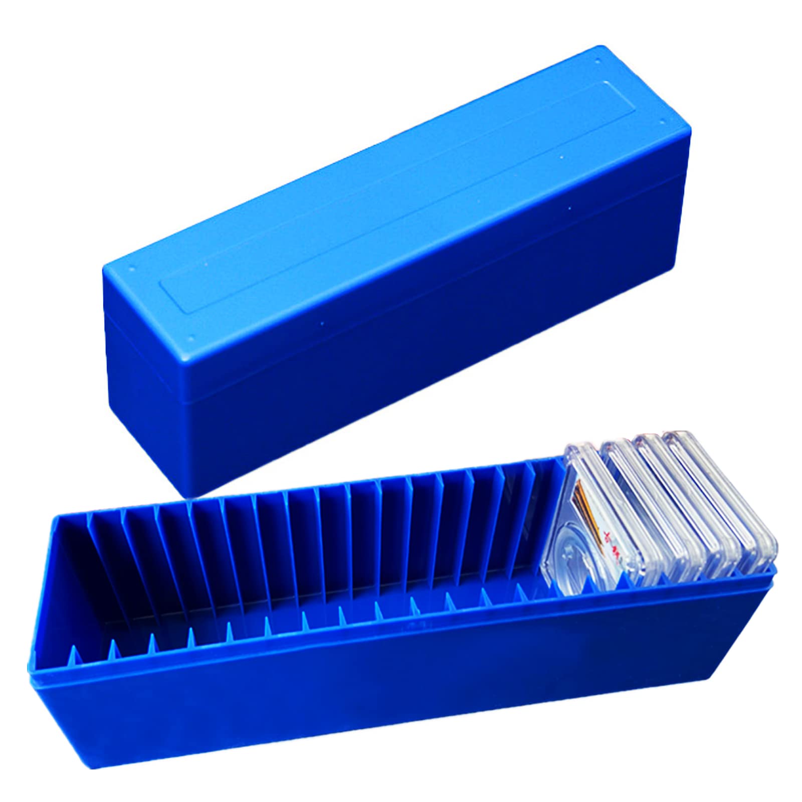 Photo 1 of MUDOR Coin Slab Storage Box, Plastic Holder Case Compatible with 20 Slab PCGS Coin Holders, Olny Box (BLUE, 1pcs)