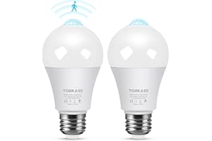 TORKASE Motion Sensor Light Bulbs, 13W (100Watt Equivalent), Motion Activated Dusk to Dawn Security LED Bulb, 5000K Daylight, Energy-Efficient, for Indoor and Outdoor Lighting, Porch, Stairs, Hallway 2Pack
