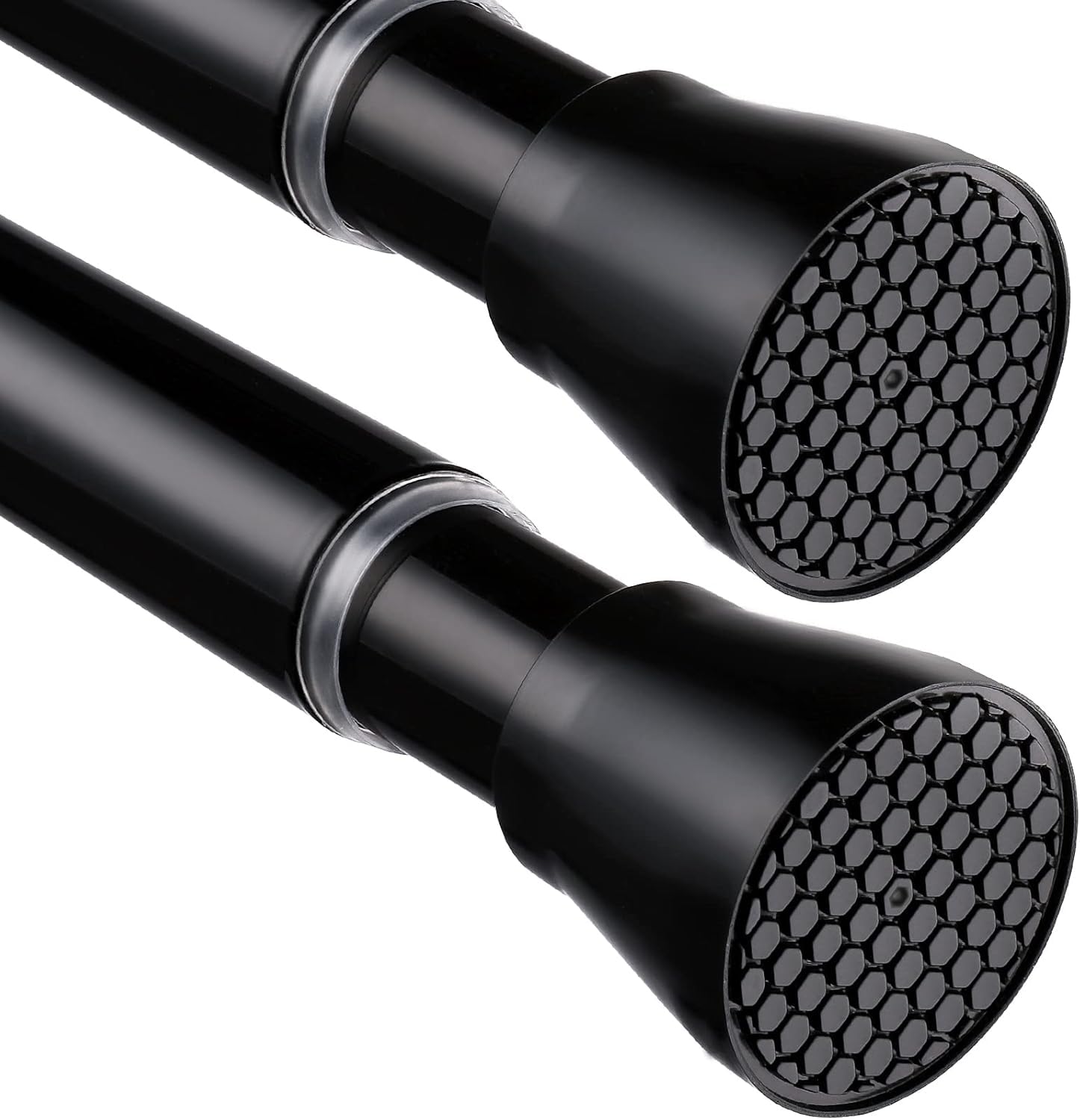 Photo 1 of 2 Pack Black Shower Curtain Rod 45 to 77 Inch,Shower Rods for Bathroom,Spring Tension Curtain Rod No Drilling for Windows Doors Closet Kitchen Wardrobe