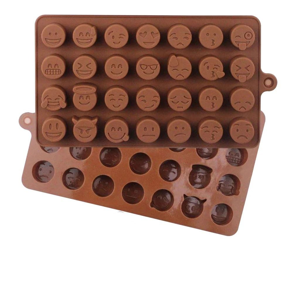Selecto Bake Funny Face 28 Silicone Moulds for Cupcake, Brownie Topper, Soft & Hard Candies, Gummies, Bombs, Jello, Ice Cubes Tray - Best for Party Gifts (2 Pack)