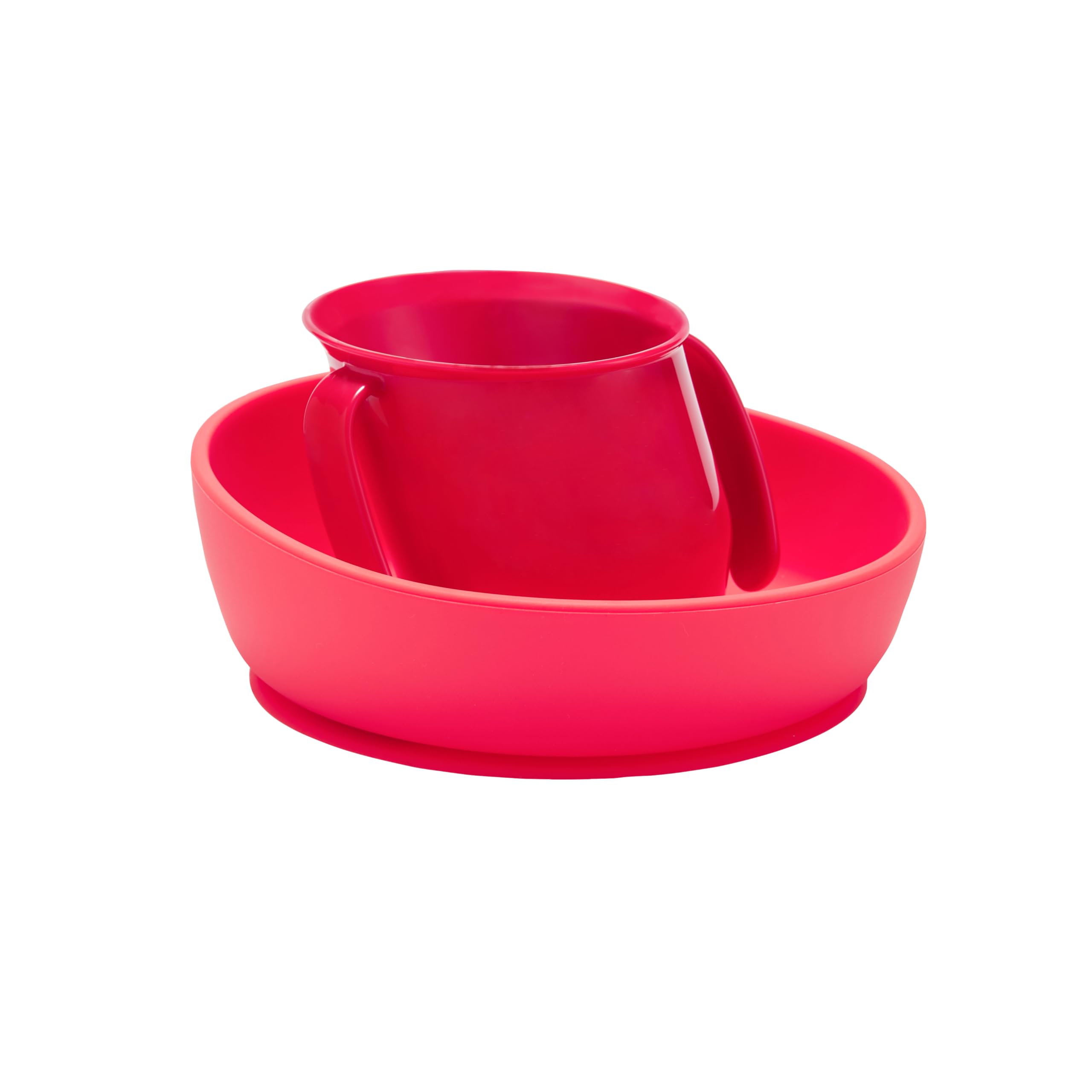 Doidy Trainer Cup and Weaning Bowl Set, for Baby 3months+ Mealtime (Cup + Bowl, Red)