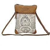 Myra Bag Floral Purses for Women - Genuine Leather and Canvas Floral Purse with Flower Print, Flower Handbags for Women