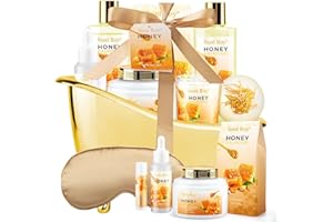 SAINT ROY Bath & Body Gift Set, Luxury Home Spa Bath Gift Basket, Honey Almond Scented Bath Set, Pamper Gifts for Women Birthday gifts & Teens, Christmas Spa Gift, Home Spa Gifts for Women Men Dad