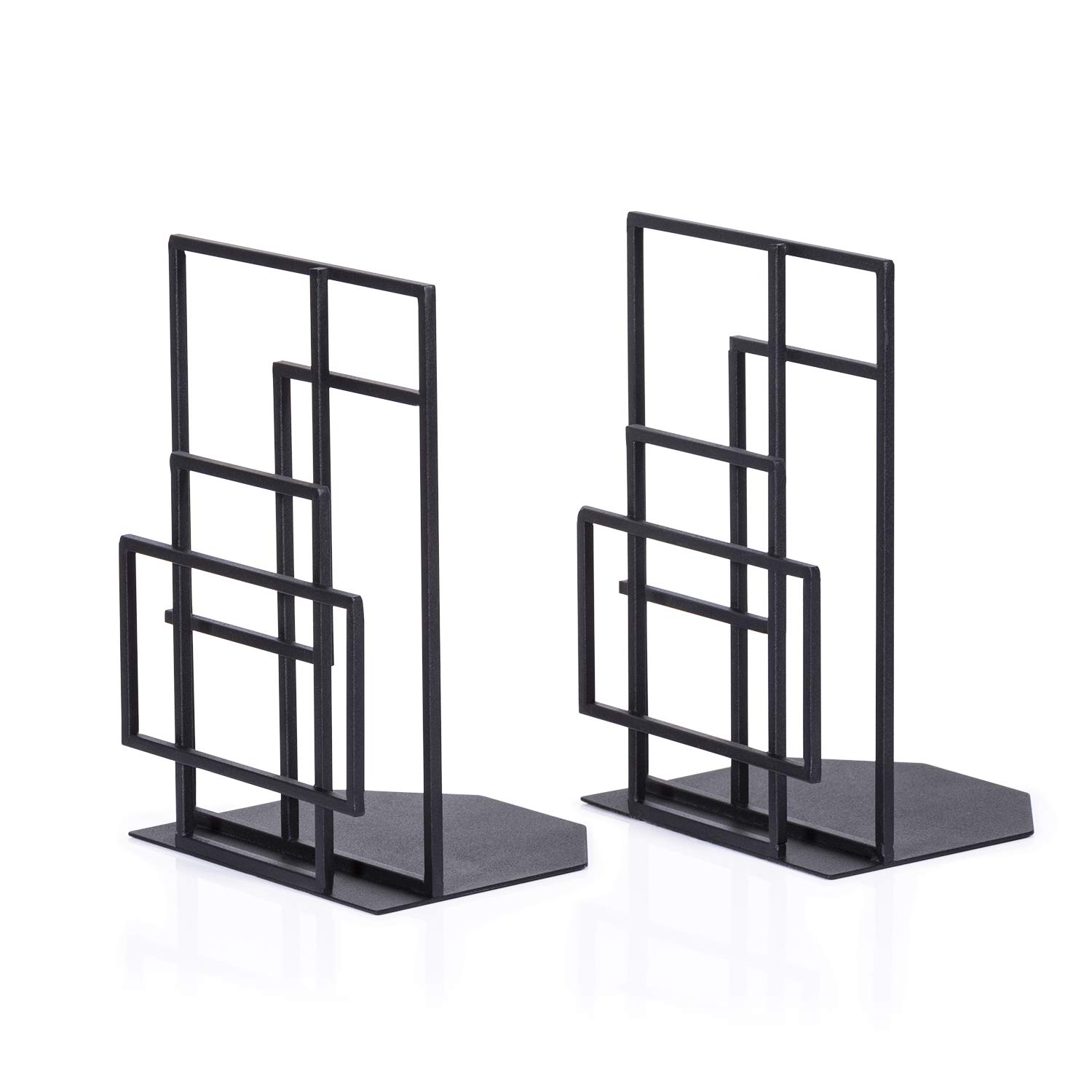 RooLee Bookends, Decorative Metal Book Ends Supports for Shelves