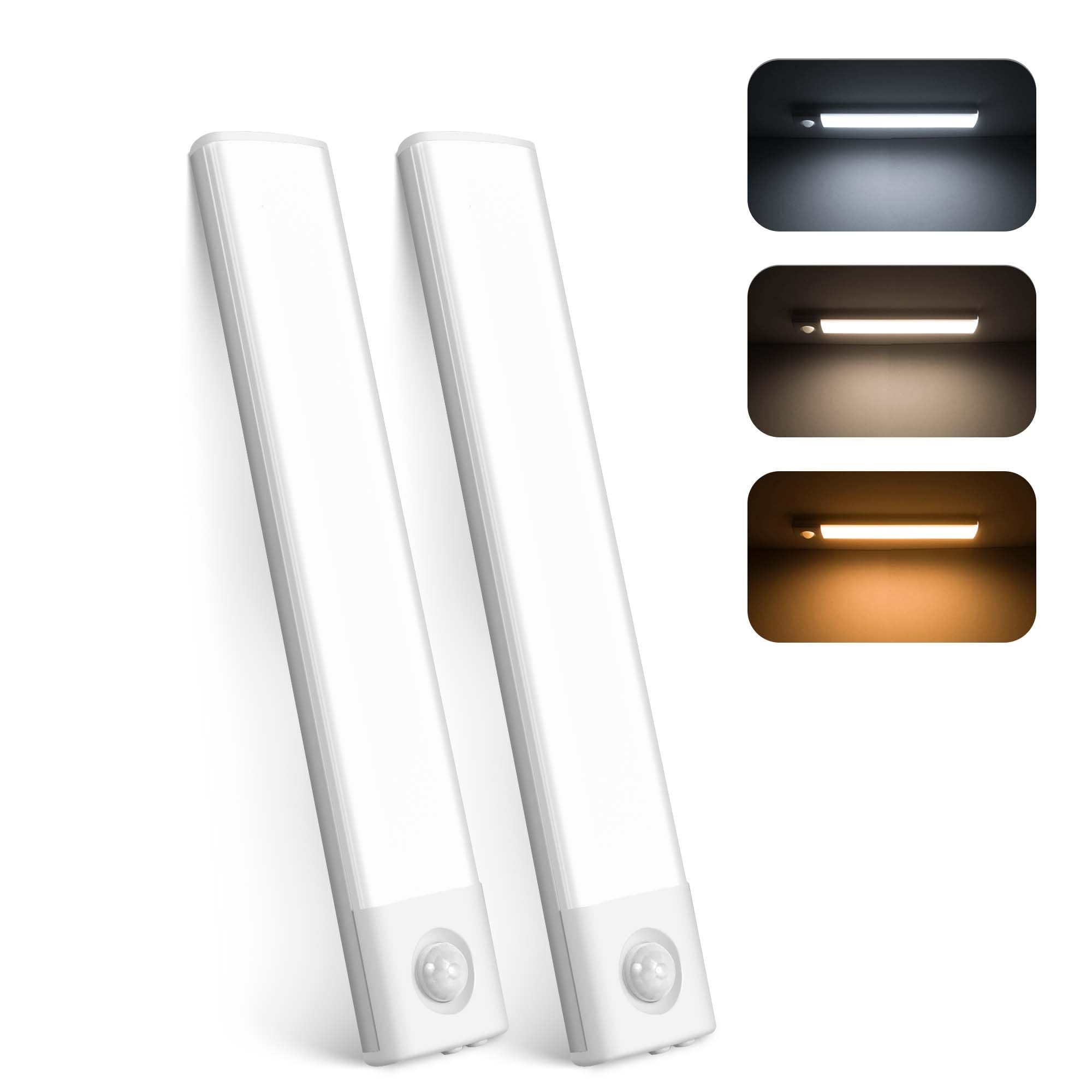 innolife Under Cabinet Kitchen Lights,1200mAh 40 LED Motion Sensor Dimmable Cupboard Lights,Wireless USB Type-C Rechargeable Wardrobe Light with Magnetic Sticker for Kitchen,Closet,Stairs(2 Pack)