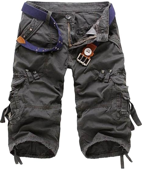 EUDOLAH Herren Kurze Hose Shorts 3/4 Arbeitshose Bundhose ohne Gürtel