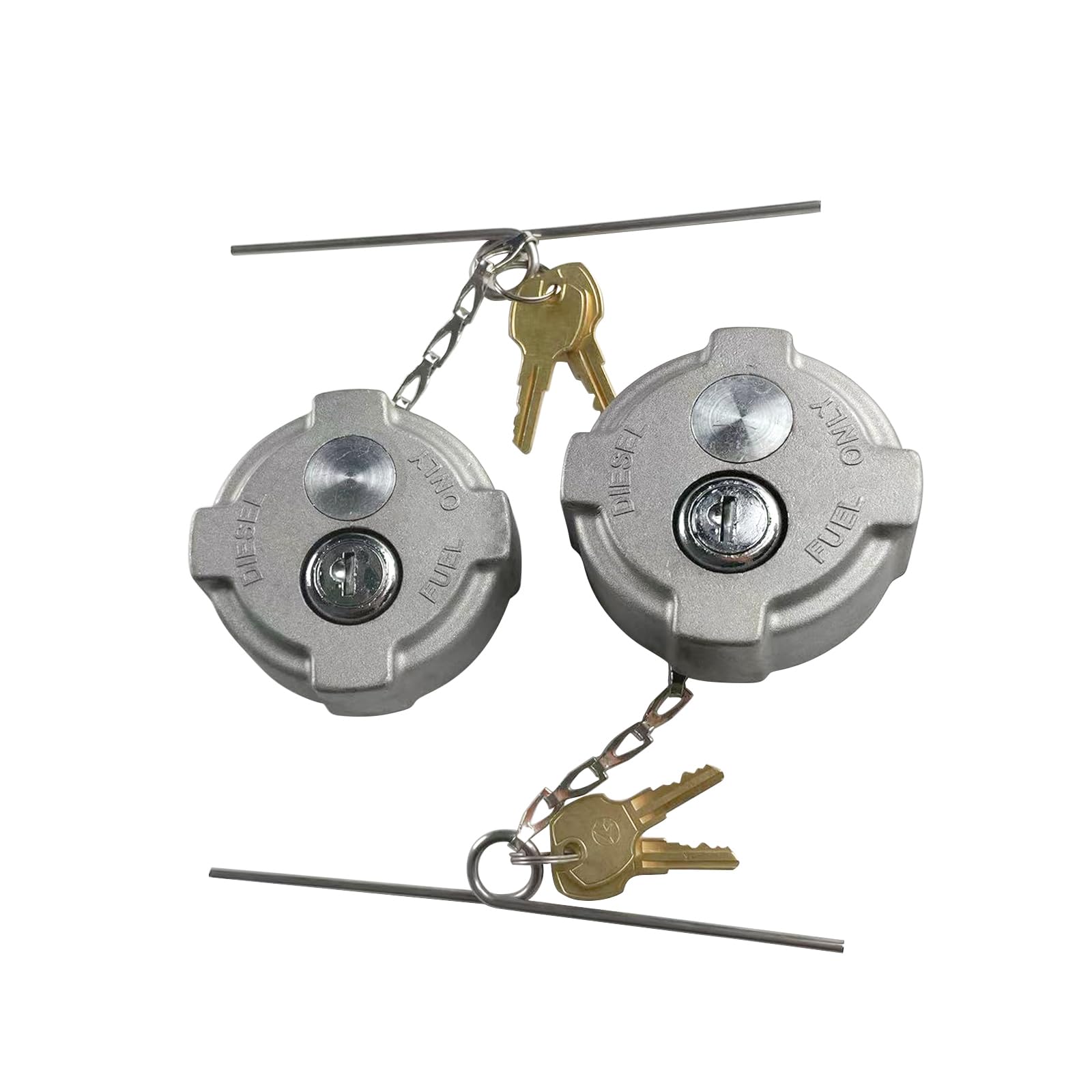 Photo 1 of 2 1/4" locking diesel fuel cap Compatible with Reefer Trailer, International MD Semi Trucks, Ford 650/750 Replace FTA-C02 FTA-N-04 FTA-N6-16 FTA-N-73 Equipped with rubber seal ring safety chain (2PCS)