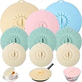 9 Pack Silicone Lids, Microwave Splatter Covers - Reusable, Heat Resistant Lids (5 Sizes) for Bowls, Cups, Plates, Pots, Pans & Skillets - Stovetop, Oven, Fridge & Dishwasher Safe