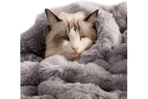 SOMAHE Cat Blanket for Indoor Cats Ultra Soft Plush Faux Fur Kitten Blankets Machine Washable Reversible Pet Throw Protector for Couch Furniture 21"X 18" Grey