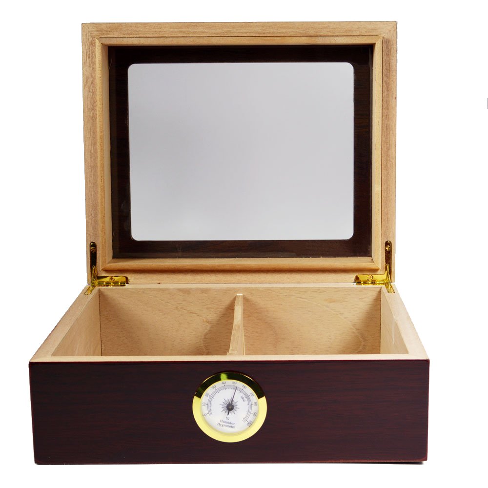 Desktop Humidor, Capri, with Tempered Glasstop, Cedar Divider, and