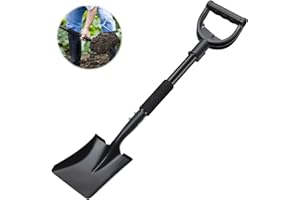 DIOVPLX Shovel, Flat Shovel for Gardening, 31 inch Small Square Shovel with Curved D-Handle, Heavy Duty Portable Mini Flat Spade Shovel for Digging Transfering Planting Kids Sand Beach Shovel