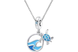 YQSLIN Autism Awareness Puzzle Elephant Four Leaf Clover Dream Catcher Summer Turtle Starfish Crown Necklace for Women