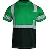 FONIRRA Hi Vis Safety T Shirt for Men Reflective High Visibility Short Sleeves Work Shirt with Black Bottom