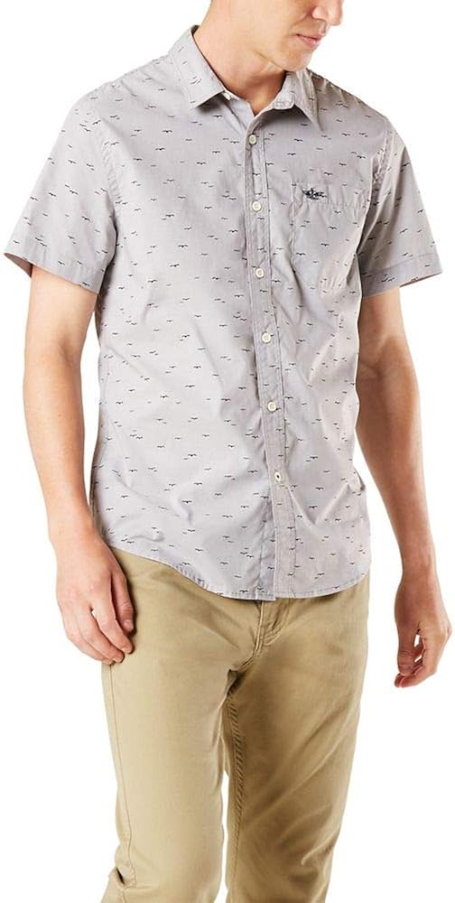 Dockers Men's Short Sleeve Button-Down Modern Fit Supreme Flex Poplin Shirt at  Men’s Clothing store