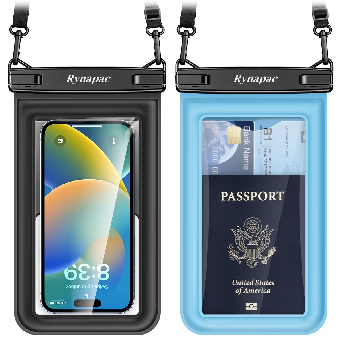Photo 1 of [Up to 8.5"] Floating Waterproof Phone Pouch, 2Pack Waterproof Phone Case with Lanyard for iPhone 16 15 14 Pro Max, Galaxy S24+ S23 S22, IPX8 Cellphone Dry Bag, Beach Essentials Travel Must Haves