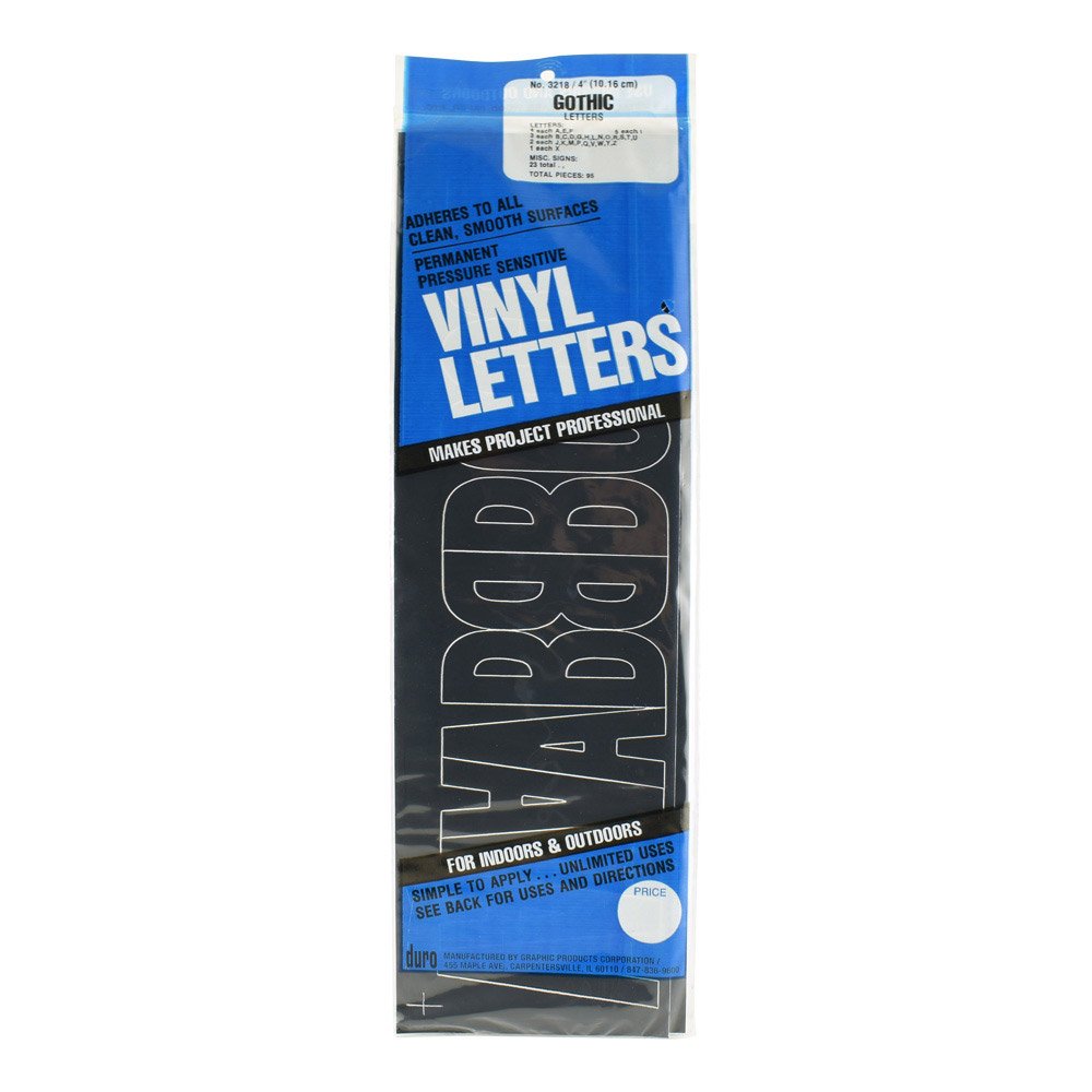 Graphic Products Vinyl Permanent Adhesive Letters 4-inch 95/Pkg-Black
