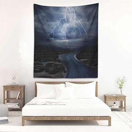 Amazon Com Wall Tapestry Nature Thunderstorm Over Road Vibrant