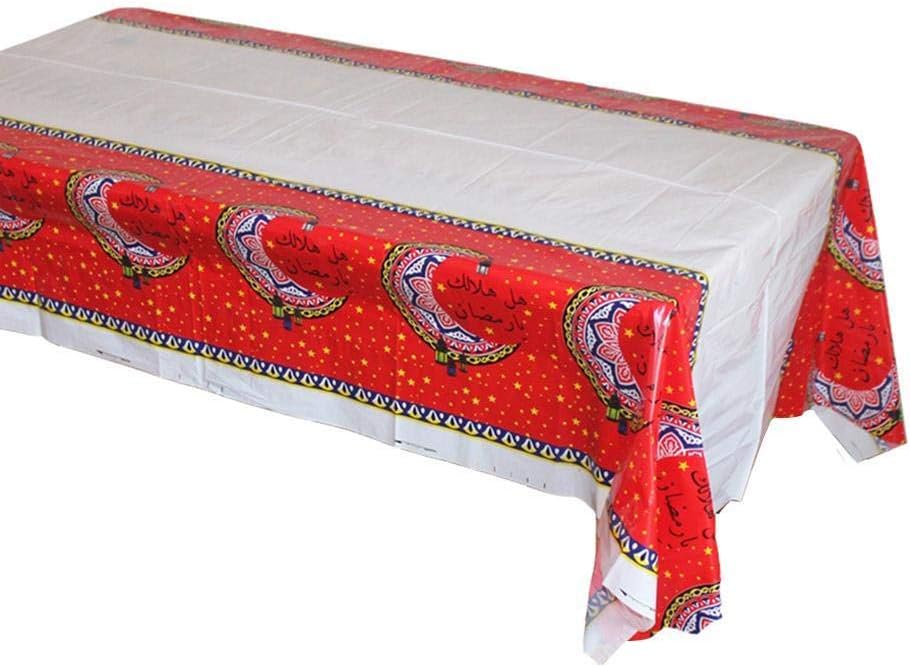 gaibian Disposable Table Cover Eid Mubarak Ramadan Tablecloth Waterproof Moslem Islamism Decor (1#)