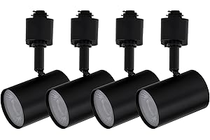 East Grove Home Amped Collection LED 10W Track Head 3000K Warm White Energy Efficient in Black for H Track, Standard 3-Wire Track System (Pack of 4 Lights)