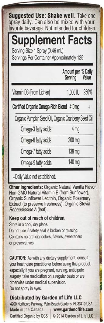 Garden of Life MyKind Vegan D3 Spray, Vanilla Flavour, 58ml - Image 4