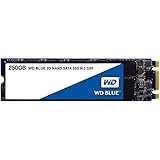 Western Digital 250GB WD Blue 3D NAND Internal PC SSD - SATA III 6 Gb/s, M.2 2280, Up to 550 MB/s - WDS250G2B0B