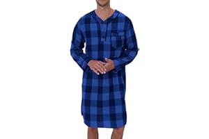 Mens Flannel Long Sleeve Sleep Nightshirt