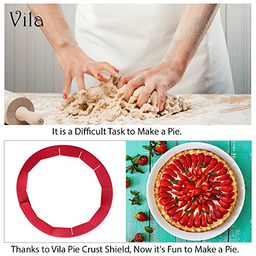 Reusable Silicone Pie Crust Shield - No-Burn, No-Mess, Perfect Pies - Adjustable and Reusable - Fits 9"-12" Pie Plates - Easy to Store, Easy to Clean - 100% Safe to use - Made of Sturdy Material - Thumbnail 3