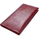 Genuine leather banknote wallet Travel red Lizard (leather, durable stitching, folds in half, holds 4 cards, coin pocket, flat banknote compartment)