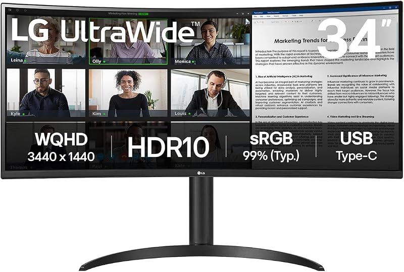 LG 34WR55QK UltraWide Curved 34 inch 1440p 100Hz USB-C HDR10 VA