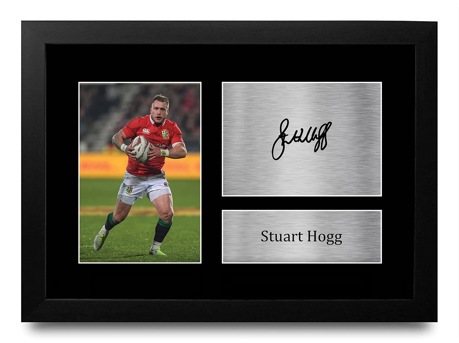HWC Trading FR A4 Stuart Hogg British Lions Gifts Printed Signed Autograph Picture for Rugby Union Fans - A4 Framed