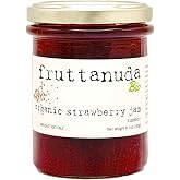 WellEatable Strawberry Jam Preserves, 100% Italian Fresh Berries, 90%+ Fruit-Forward, More Spoonable, Less Jelly (See Videos), Organic, Only Two Ingredients, Less Sugar, No Chemicals - 8.1 oz