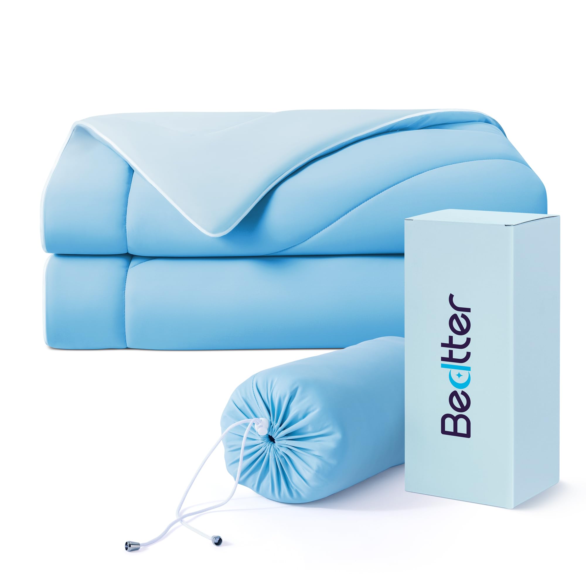 Photo 1 of Bedtter Cooling Blankets for Hot Sleepers - Summer Blanket Thin Lightweight Breathable Soft Double Side with Bag for Travel, Cooling Comforter for Couch Sofa, Keep Cool for Night Sweats, Blue 50x60