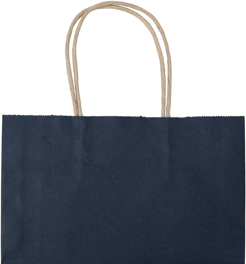 100 Pack 8x4.75x10 inch Medium Blue Gift Paper Bags with Handles Bulk, Bagmad Kraft Bags, Craft Grocery Shopping Retail Party Favors Wedding Bags Sacks (Navy Blue, 100pcs): Health & Personal Care